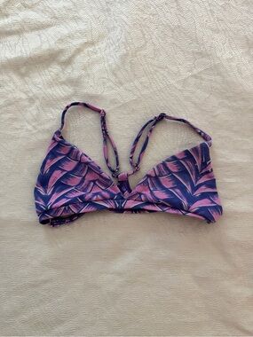 Midori Purple & Pink Tropical Print Bikini Top